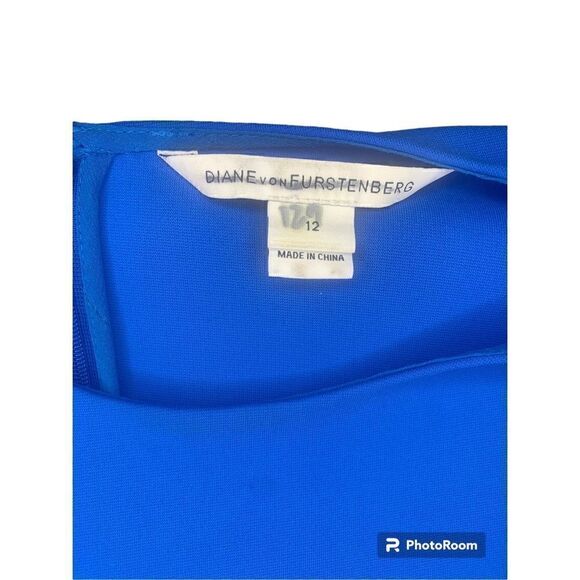 Diane von Furstenberg Women's Blue Sleeveless A-Line Dress Size 12 - Picture 5 of 6